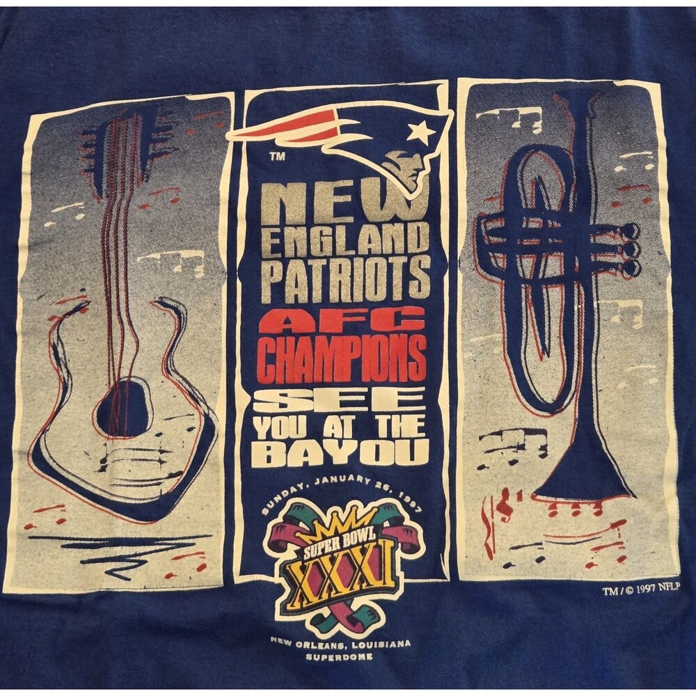 New England Patriots 1997 AFC Champs for Superbowl XXXI See You At The Bayou XL